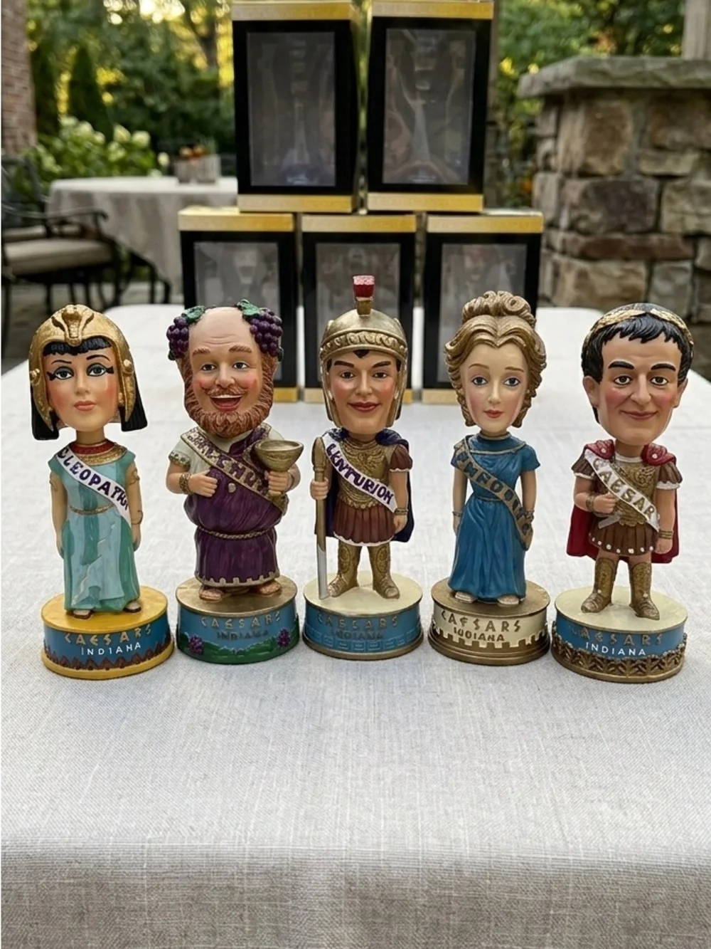 Caesars Indiana Bobblehead Set Complete Collection 5 Legends Deities NIB Caesar